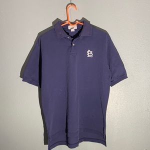Navy embroidered polo size large mild stains in the front